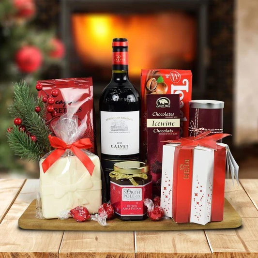 Delta Christmas Gift Basket Delivery - Chocolates, Crackers, Meats, Wines and Festive treats - North Pole co. Canada